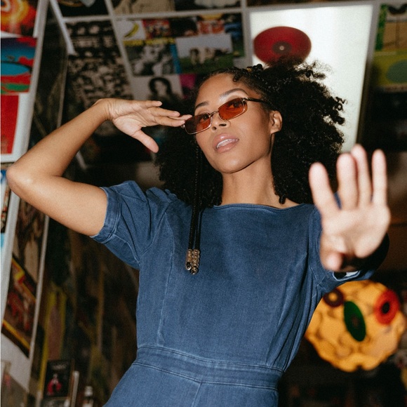 One piece Denim jumpsuit with open back - Picture 2 of 14